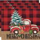 Artoid Mode Red and Black Buffalo Plaid Truck Merry Christmas Placemats Set of 4, 12x18 Inch Xmas Tree Winter Table Mats for Party Kitchen Dining Decoration