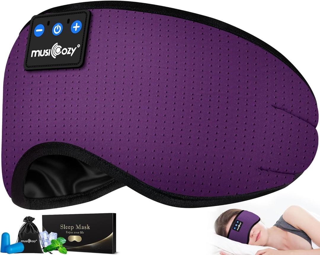MUSICOZY Sleep Headphones Bluetooth 5.4 Headband Headphones Super Soft & Breathable, Wireless Sleeping Eye Mask Earbuds Earphones for Side Sleepers Mom Women Cool Tech Gadgets Gifts (Purple)