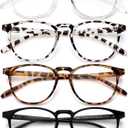 Blue Light Blocking Glasses for Women/Men - 4-Pack Computer Reading/Gaming/TV/Phone Glasses, Anti-Glare (A-4 Black+douhua+transparent+yellow Leopard)