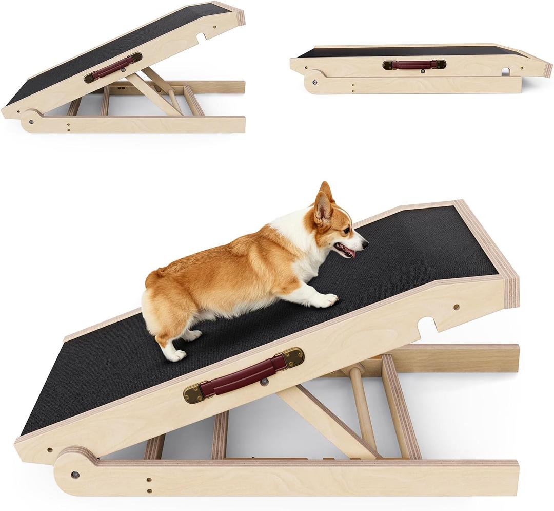 32" Dog Ramp for Couch & Low Bed – Extra Wide 16” Non-Slip Surface, High Load 200 lbs, Ultra-Stable Structure with 4" Flat Platform, Adjustable Slope Pet Ramp for Small Senior Dogs Dachshund Corgi