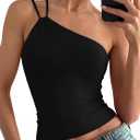 REORIA Off the Shoulder Tops for Women Summer Sleeveless Sexy Going Out Tank One Shoulder Top 2026 Trendy Clothes, Size Small