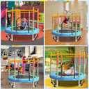 Toddler Trampoline for Kids Ages 1-8, 55'' Small Trampoline with Safety Enclosure Net, Indoor & Outdoor Baby Mini Trampolines, No-Gap Safe Design for Toddlers Jump, Gifts for Children & Boys & Girls