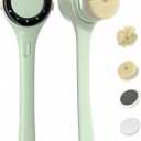 Electric Body Brush Back Scrubber for Shower, Rechargeable Long Handles Bath Brush with 5 Replaceable Heads, 3 Speed Adjustable and Lcd Display Shower Brush for Deep Cleansing, Exfoliating & Massage