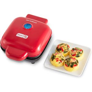DASH Deluxe Sous Vide Style Egg Bite Maker with Silicone Molds for Breakfast Sandwiches, Healthy Snacks or Desserts, Keto & Paleo Friendly, (1 large, 4 mini) - Red
