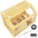24" Wooden Hamster Cage, Chewproof Gerbil Cages and Habitats, Openable Top Roof Window with Silencing Pad, Guinea Pig Cage for Small Animals, Dwarf and Syrian Hamster, 24 x 16 x 16 Inches
