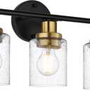 3 Light Vanity Lights for Bathroom,Black and Gold Bathroom Light Fixture with Clear Bubble Glass Shade,Modern Wall Sconce Lights for Mirror,Bedroom,Living Room,Hallway Cabinet Porch,E26 Base