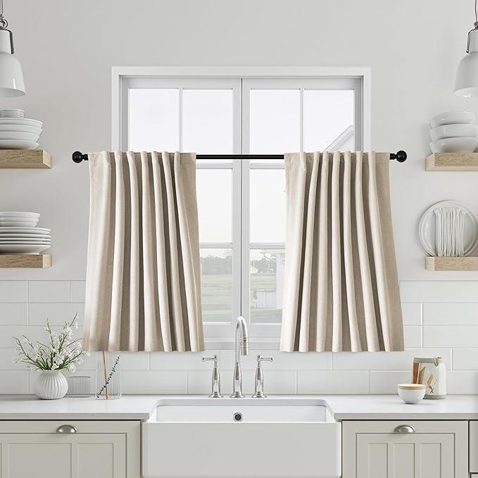 Blackout Curtains for Living Room 36 Inch Long Short Cafe Black Out Curtain for Bedroom Small Window Panels Back Tab Thermal Insulated 3ft Rod Pocket Drapes for Kids