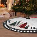 Christmas Tree Skirt 48 Inch Buffalo Plaid Xmas Tree Skirts Rustic Vintage Farmhouse Black and White Christmas Decoration Ornaments for Merry Christmas Holiday Party Indoor Outdoor