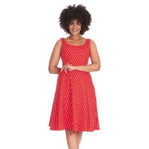 BANNED POLKA DOT SWING DAY DRESS (RED)
 Size XL
