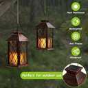 Outdoor Solar Lanterns, Waterproof Hanging Lantern with LED Flickering Flameless Candle, 13'' Bronze Outdoor Solar Powered Lantern Decor for Porch Patio Garden Balcony Pathway, 2 Pack