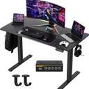 Electric Standing Desk,48x24 Inches Adjustable Height Stand up Desk, Sit Stand Home Office Desk with Splice Board, 3 Preset Heights,Equipped with Hooks,Ergonomic Computer Desk WorkstationBlack