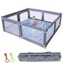 TODALE Baby Playpen 7059- Play Yard with Tear-Resistant Material, Anti-Slip Suckers, Breathable Mesh, Gate - Kids Big Play Pens for Babies and Toddlers, for Sleep & Activity, Baby Fence, Grey