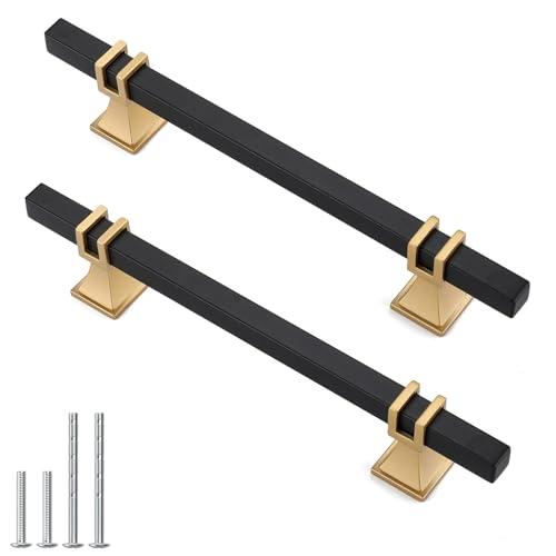 Lepatape 9 Pack 5 Inch Black and Gold Cabinet Pulls Black and Gold Cabinet Handles Kitchen Cabinet Handles Dresser Drawer Pulls Kitchen Cabinet Hardware