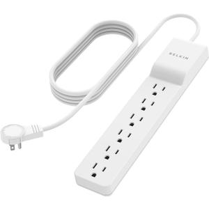 Belkin Surge Protector Power Strip - 6 AC Multiple Outlets - Flat Rotating Plug, 8ft Long Heavy-Duty Extension Cord for Home, Office, Travel, Computer Desktop & Charging Brick - White (720 Joules)