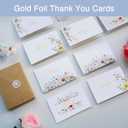 100 Pack Wildflower Thank You Cards With Envelopes Set (4"x6") - Elegant Gold Foil Thank You Notes With Adhesive Envelopes & Matching Stickers for Wedding, Bridal Showers, Baby Showers, Birthday, All Occasion