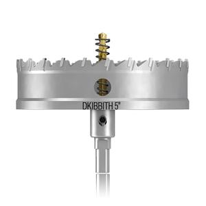 TCT Hole Saw Set, 5"(127mm) Heavy Duty Tungsten Carbide Tipped Hole Cutters for Stainless Steel Mild Steel Copper Iron Brass Plastic and More, with Titanium-Plated Pilot Drill Bits