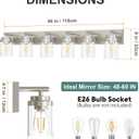 IZORRO Bathroom Vanity Light Fixture, 6-Light 46 Inch Brushed Nickel Bathroom Light Fixtures Over Mirror, with Clear Glass Shade, Modern Farmhouse Vanity Lights, Rustic Restroom Lighting Fixtures