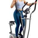 Sunny Health & Fitness Smart 2-in-1 Cross Trainer Elliptical Bike, Adjustable Resistance and Pulse Sensor for Seniors, Compact Home Gym Cardio Exercise Equipment via Bluetooth and SunnyFit App Access