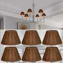 Rattan Chandelier Shades, Set of 6, Woven Replacement Lampshades for Table Lamps, Chandeliers, Pendant Lights, Candle Holders, Bell/Empire/Barrel Shape, Small Lampshades
