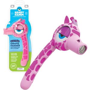 Handy Famm Real Metal Pink Giraffe Hammer for Kids, Patented Safety Mouth Sleeve and Nail Remover, STEM DIY Tool for Children Ages 5 and Up