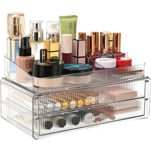 ZHIAI stackable storage drawers, acrylic storage rack, cosmetics and beauty products organizer, suitable for makeup room, bathroom, pantry, home bedroom storage