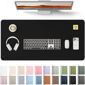 YSAGi Leather Desk Pad Protector, Office Desk Mat, Large Mouse Pad, Non-Slip PU Leather Desk Blotter, Laptop Desk Pad, Waterproof Desk Writing Pad Office and Home (Black, 35.4" x 17")