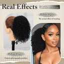 FREEMEIGE Ponytail Extension, Short Curly Drawstring Ponytail for Black Women 10 Inch Synthetic Afro Kinky Curly Ponytail Extension for Women Fluffy Pony Tails Hair Extensions for Daily Use