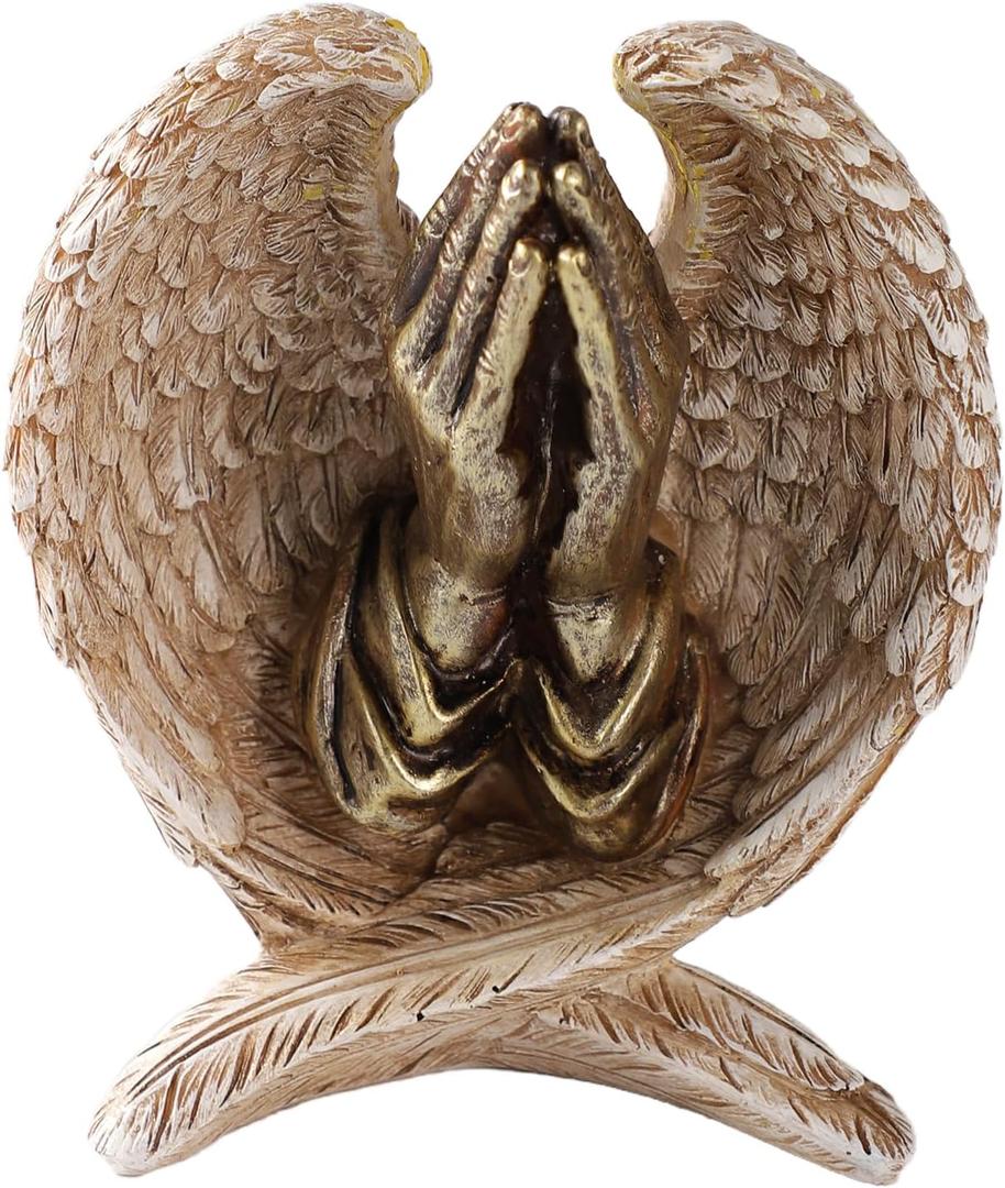 TALPGOD Angel Wings with Praying Hands Statue,Angel Statues for Home Decor,Guardian Angel Figurines for Catholic Decor,Garden Angels Outdoor Statue,Catholic Statues Angel Gifts for Women
