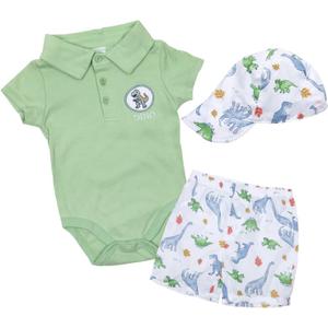 3 Pcs Reborn Baby Doll Clothes for 18-22 Inch Reborn Dolls Newborn Baby Boy Clothes Green Dinosaur Outfit Accessories Fashion Shirt&Shorts&Hat