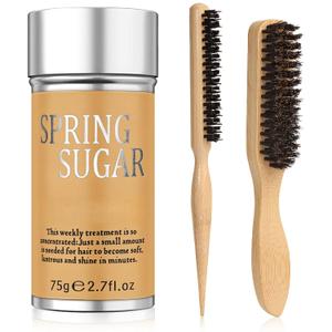 Hair Wax Stick & Boar Bristle Hair Brush  Edge Control & Flyaway Tamer Slick Back Hair Brush for Women Men Kids, Suitable for All Hair Types, Sleek Styles, Ponytails, Buns & Baby Hairs