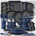 CAROTE 49pcs Pots and Pans Set, Nonstick Cookware Set with Bakeware
Induction Kitchen Set with Silicone Lids, Easy Food Release, All-Stovetop Compatible, with Knife Set, Blue