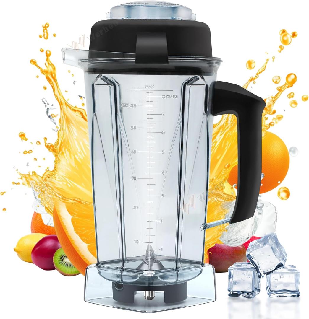 Improve vitamix Blender Pitcher,for Vitamix 5200 6300 VM0101 VM0103 VM0109 E310 Pitcher,fit vitamix Blender Container,64 OZ Cup,Classic/Explorian/Commercial ect Series,Prevent Leakage Rusty,3 YEAR Wty