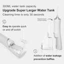 Water Dental Flosser for Teeth, Portable Cordless Water Flosser with 300ML Rechargeable with Type-C, IPX7 Waterproof Water Flossers for Adults with 3 Intensity Modes and 3 Flossing Tips Silver