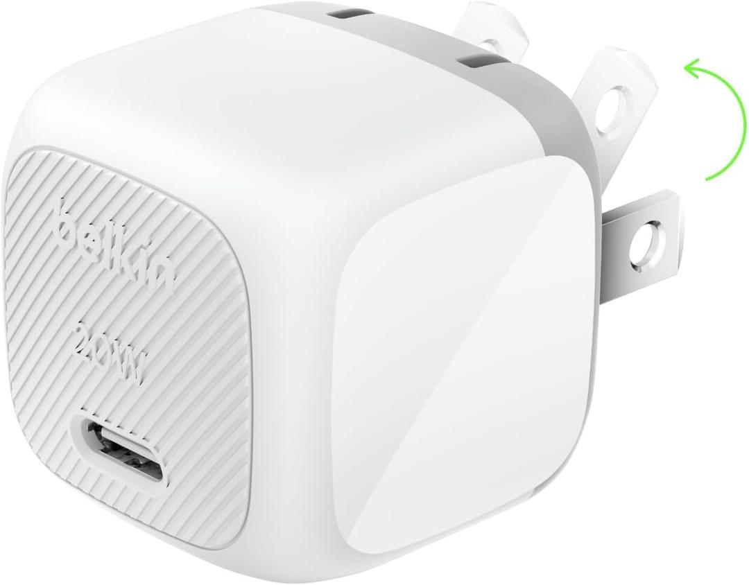 Belkin USB C Charger Block 20W, Fast Charging Block, Type C Wall Charger, Compatible with Apple iPhone 16, iPhone 15/14/13, Galaxy S25, Google Pixel 9, iPad, AirPods, etc - White