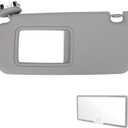 Sun Visor Left Driver Side Compatible with Toyota RAV4 2006-2013 Gray Replaces 74320-42501-B2 - Sunshade with Extensions,Wired Vanity Light & Bonus Portable Mirror