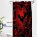 Batmerry Halloween Bats Red Animal Decor Shower Curtain, Black Animal Gothic Gloomy Map Bathroom Decor Polyester Fiber Plastic Rings Quick-Drying Waterproof for Bathtubs/Bathroom, 72x36 inches