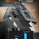 Caka Case for Galaxy Z Fold 6 - Full Body PC & TPU Dual Layer Shockproof Case with Ring Stand, Screen Protector, Hinge Protection & Slide Camera Cover, Silver