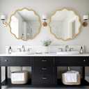 PROHOMEWARE Gold Round Mirror 30 Inch Wavy Bathroom Vanity Mirror Gold Frame Modern Wall Mirror Decorative Wall-Mounte Anti-Rust, Tempered Glass