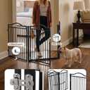No Pawblems Metal Freestanding Foldable Dog Gate with Door, 30'' Tall