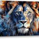 SERIMINO Lion Large Wall Art Modern, Nature Animal Room Decorations Paintings, Blue Watercolor Pictures Wall Decor Living Room Bathroom Office Aesthetic Home Decor, 20"X40"