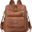 PU Leather Backpack Purse for Women Fashion Multipurpose Design Handbag Ladies Shoulder Bags Travel Backpack,  Brown
