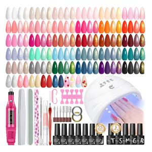 PEACECOLOR 53PC Gel Nail Polish Kit with U V Light and Drill 35 Colors Soak Off Gel Polish with Matte Glitter Glossy Top Base Coat Art Manicure Complete Nail Polish Kit Gifts for Women