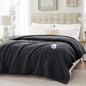 Sealy Electric Blanket Twin Size 62"x84", Soft Double Flannel Heated Blanket with 10 Heat Levels & 1-12 Hours Auto Shut Off, Machine Washable, Even Heat Distribution, Charcoal
