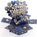 Happy Anniversary Pop Up Card, Colorful 3D Creative Pop-Up Anniversary Greeting Card for Couple with Envelope Suitable for Couple Wife Husband