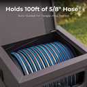 Garden Hose Reel Hideaway, Heavy Duty Metal Hose Reel Box for 125FT x 5/8" Hose, Steel Hose Storage Reel with Manual Crank Handle, Hose Guide System, Leak-Proof Aluminum Fittings, Stable 4-Leg Base