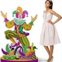 Bucherry 4.7 Feet Mardi Gras Jester Cardboard Cutout Stand-up Life Size Masquerade Carnival Theme Party Decoration Backdrop Photo Props Jester Stand up for Mardi Gras Carnival Masquerade Supply