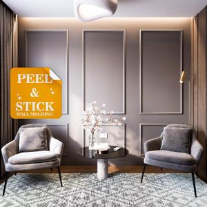 Peel and Stick Wall Molding Kit - 3 Upper and 3 Bottom Frames | Easy Installation Peel and Stick Wall Molding Kit - 3 Upper and 3 Bottom Frames | Easy Installation