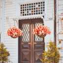 Artificial Fall Flowers Fake Hanging Plants Flowers Basket for Outdoors Autumn Decoration, Silk Morning Glory with Eucalyptus Look Real UV Resistant Faux Flowers for Outside Porch Patio Balcony, Mix (2 Multi Color(6 Orange, 6 Light Orange))