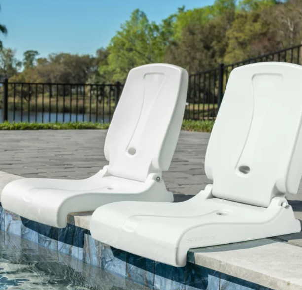 Step2 Foldable Adult Flip Seat, Portable Outdoor Chair for Poolside, Tailgating, Camping, Picnic Chair, Provides Back Support When Sitting on Ground, White