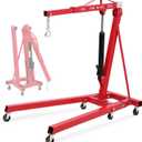 Engine Hoist with Lever, 2 T Folding Cherry Picker Engine Hoist with Lever and 6 Casters, 4400 LBS Heavy Duty Hydraulic Shop Crane, Engine Lift for Workshops Garage Warehouse